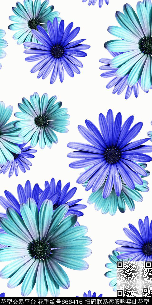 田园风花卉菊花素雅数码印花华亿平台下载（图片编号: 666416） - 瓦栏（Walan）