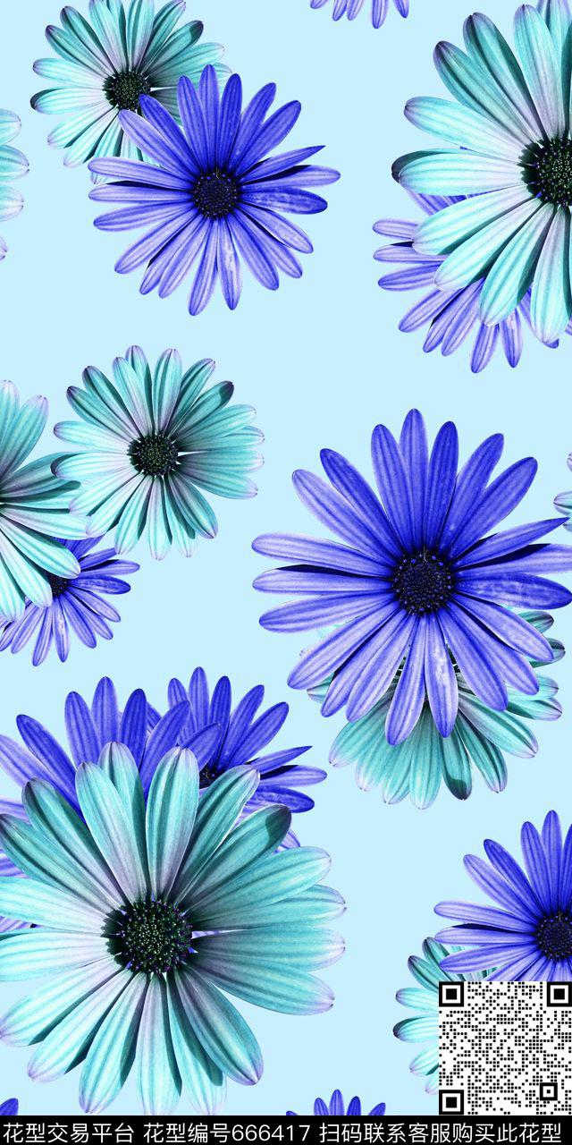 田园风花卉菊花素雅数码印花华亿平台下载（图片编号: 666417） - 瓦栏（Walan）
