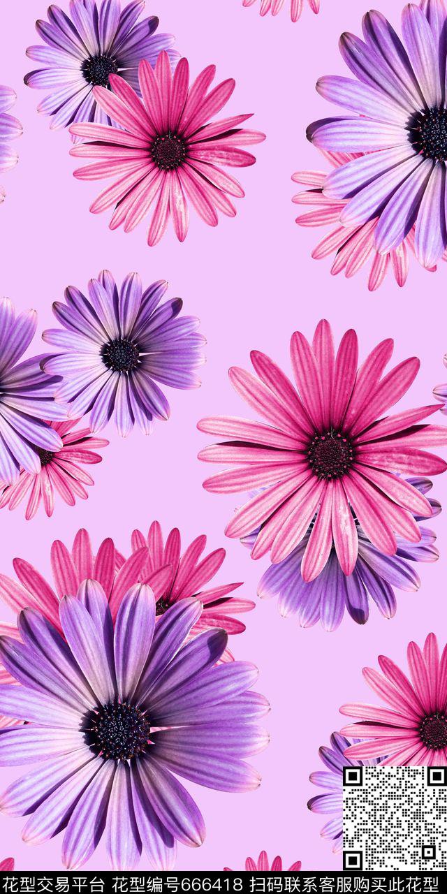 田园风花卉菊花素雅数码印花华亿平台下载（图片编号: 666418） - 瓦栏（Walan）