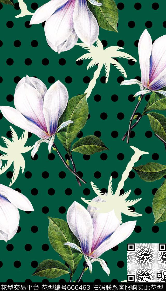 热带花卉波点泳装数码印花华亿平台下载（图片编号: 666463） - 瓦栏（Walan）