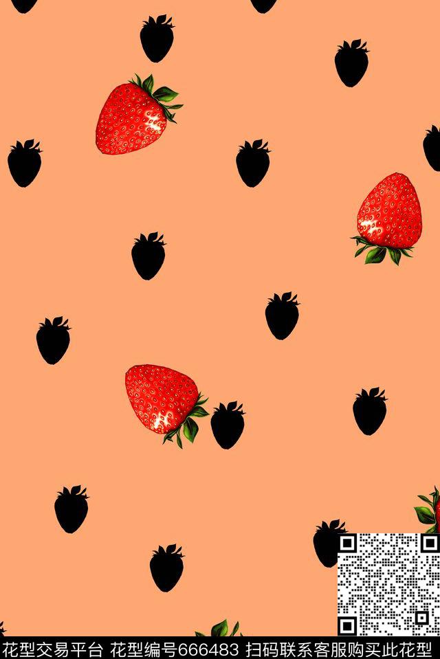 水果草莓波点数码印花华亿平台下载（图片编号: 666483） - 瓦栏（Walan）