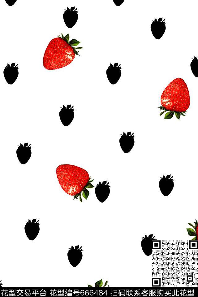 水果草莓波点数码印花华亿平台下载（图片编号: 666484） - 瓦栏（Walan）