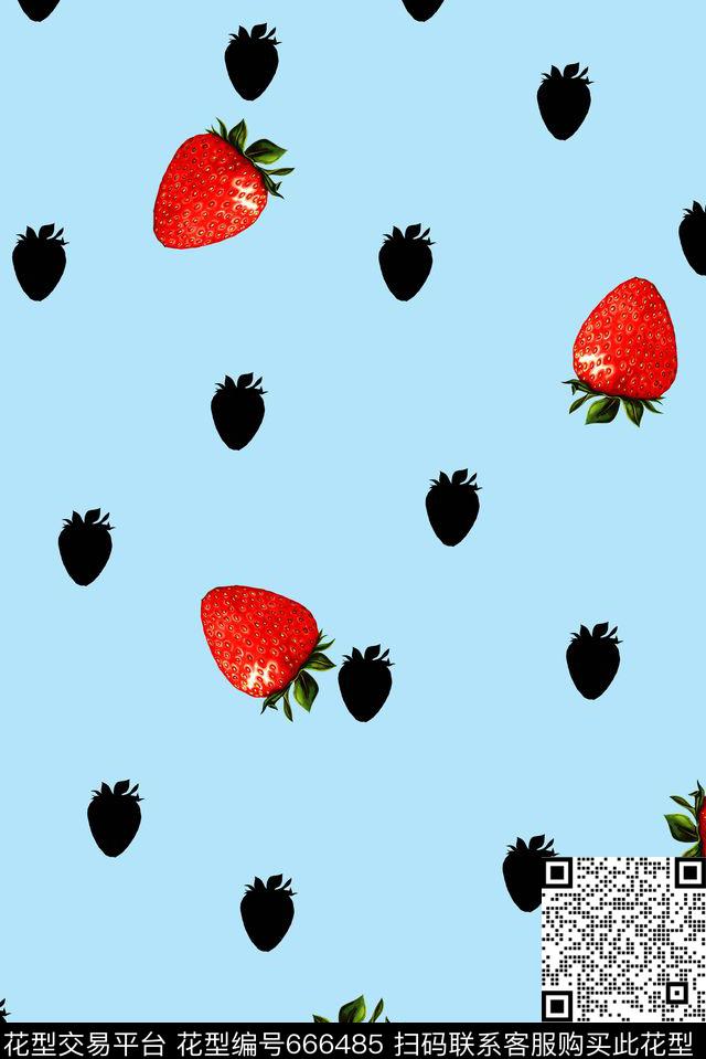 水果草莓波点数码印花华亿平台下载（图片编号: 666485） - 瓦栏（Walan）