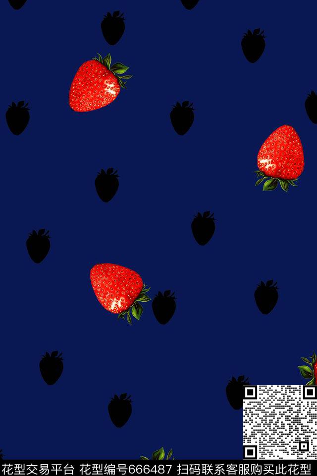 水果草莓波点数码印花华亿平台下载（图片编号: 666487） - 瓦栏（Walan）