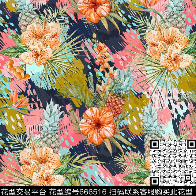 火辣热带水果数码印花华亿平台下载（图片编号: 666516） - 瓦栏（Walan）