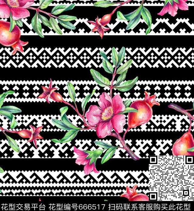 热带鲜艳植物数码印花华亿平台下载（图片编号: 666517） - 瓦栏（Walan）