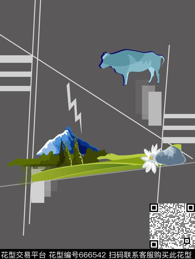 几何动物植物数码印花华亿平台下载（图片编号: 666542） - 瓦栏（Walan）