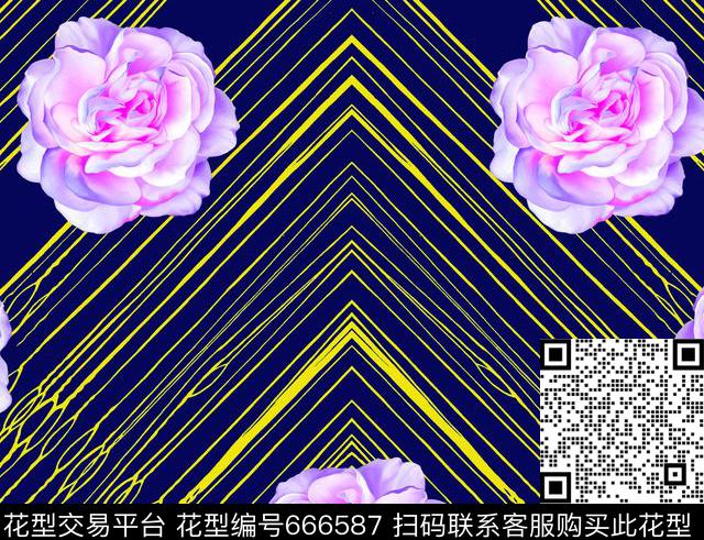 几何花卉时尚数码印花华亿平台下载（图片编号: 666587） - 瓦栏（Walan）