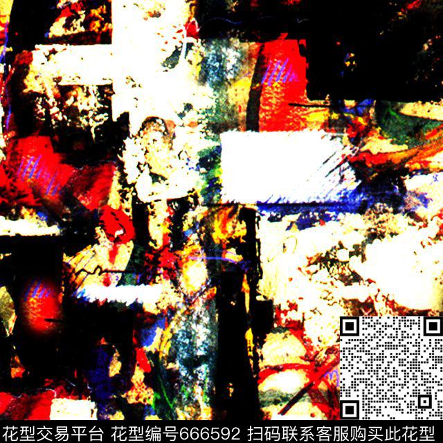 拼凑数码花大气抽象数码印花华亿平台下载（图片编号: 666592） - 瓦栏（Walan）