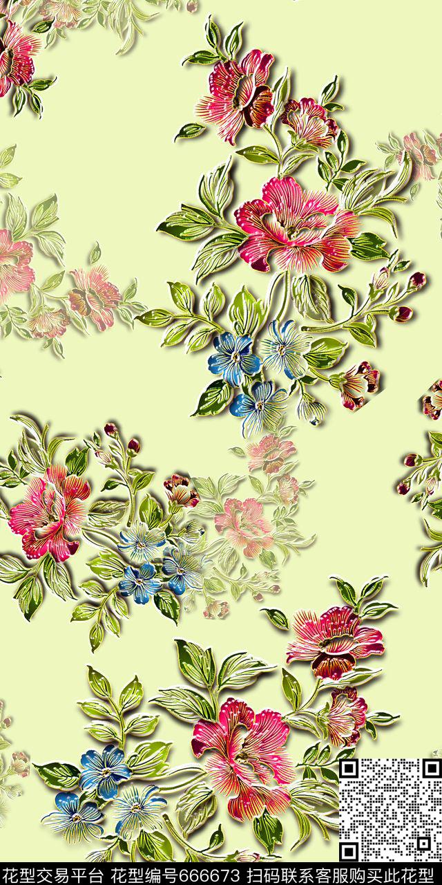 绚丽大牌绣花数码印花华亿平台下载（图片编号: 666673） - 瓦栏（Walan）