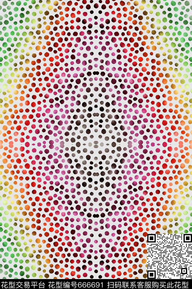 圆点色块抽象数码印花华亿平台下载（图片编号: 666691） - 瓦栏（Walan）