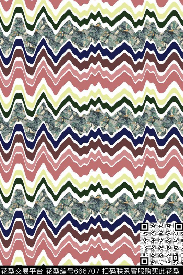 细条纹波浪条纹传统印花华亿平台下载（图片编号: 666707） - 瓦栏（Walan）