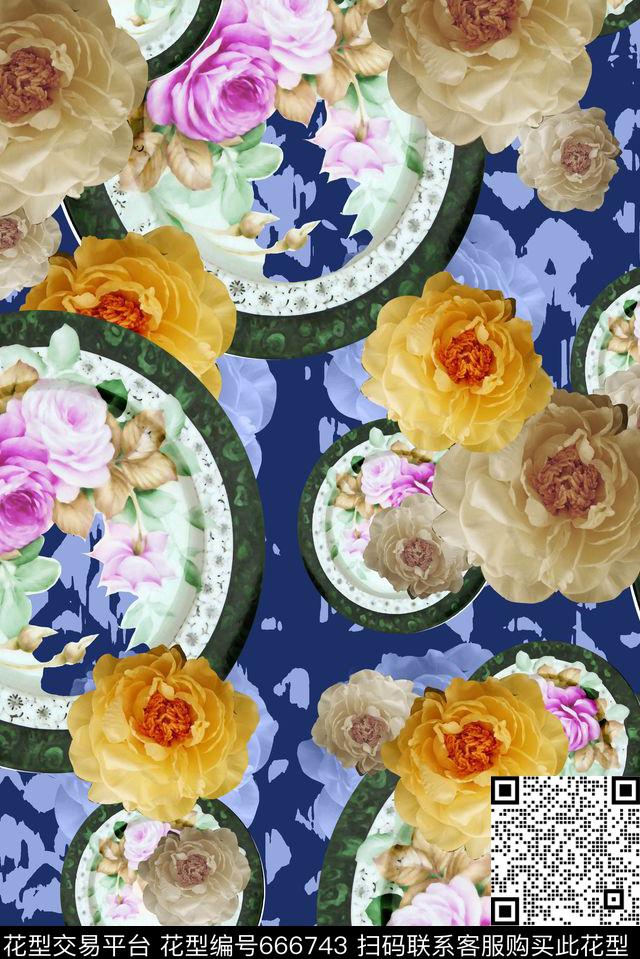 大气民族风花朵花卉数码印花华亿平台下载（图片编号: 666743） - 瓦栏（Walan）