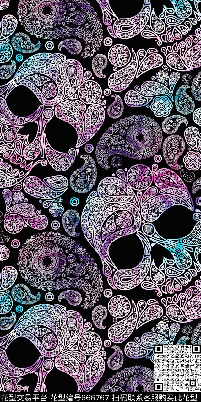 火腿花佩斯利腰果数码印花华亿平台下载（图片编号: 666767） - 瓦栏（Walan）