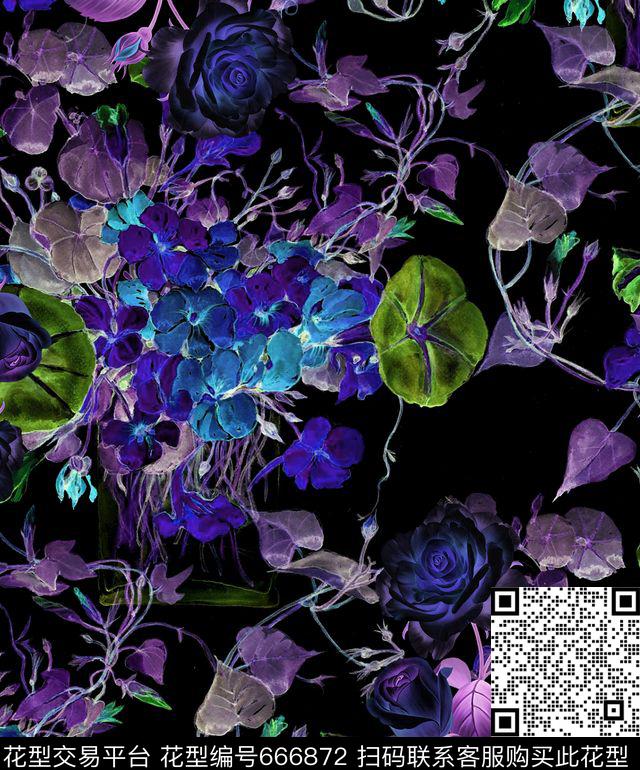 花卉碎花田园数码印花华亿平台下载（图片编号: 666872） - 瓦栏（Walan）