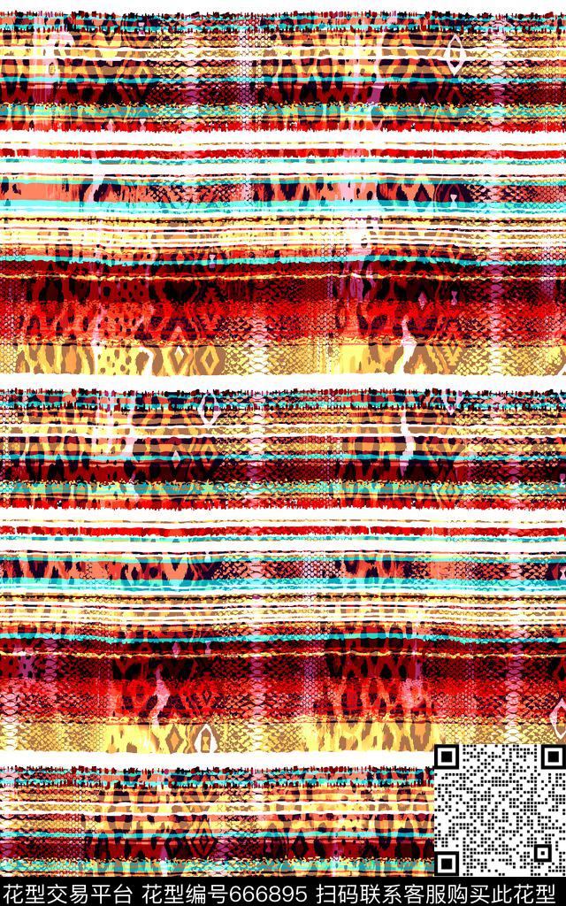 条纹豹纹条子数码印花华亿平台下载（图片编号: 666895） - 瓦栏（Walan）