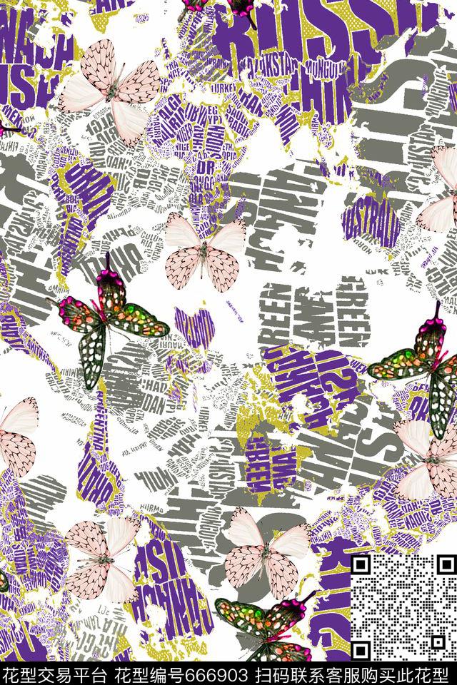 。蝴蝶数码印花华亿平台下载（图片编号: 666903） - 瓦栏（Walan）