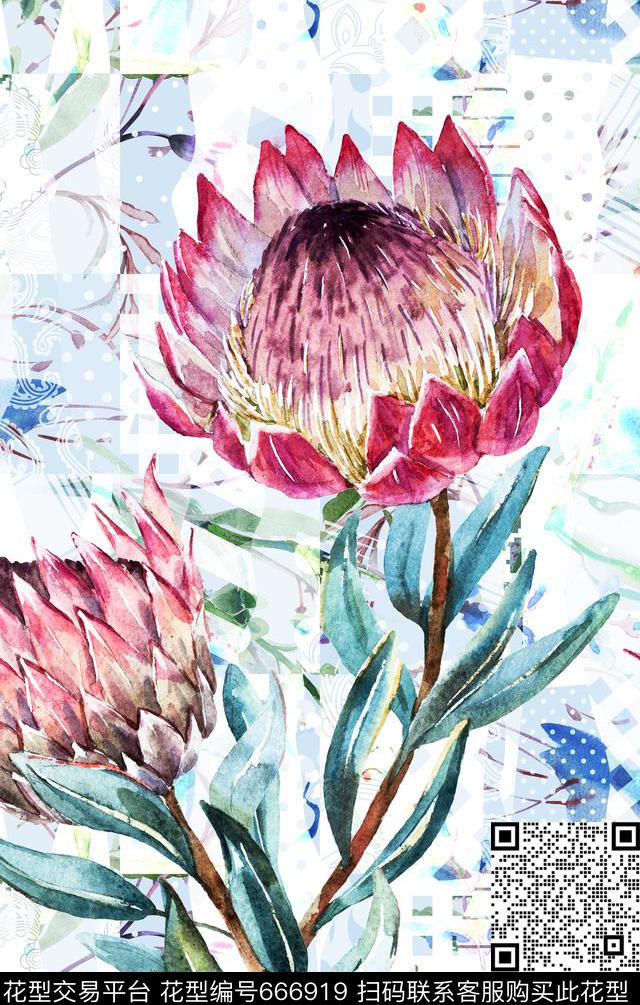 定位手绘向日葵数码印花华亿平台下载（图片编号: 666919） - 瓦栏（Walan）