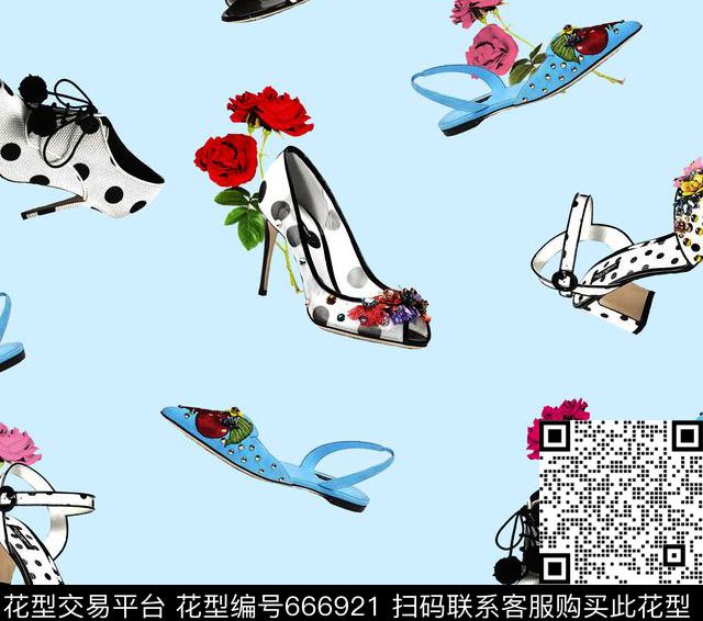 高跟鞋凉鞋平底鞋数码印花华亿平台下载（图片编号: 666921） - 瓦栏（Walan）