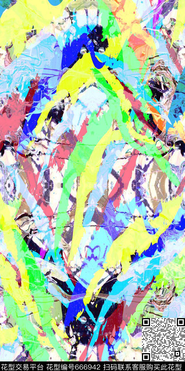 迷彩撞色色块数码印花华亿平台下载（图片编号: 666942） - 瓦栏（Walan）