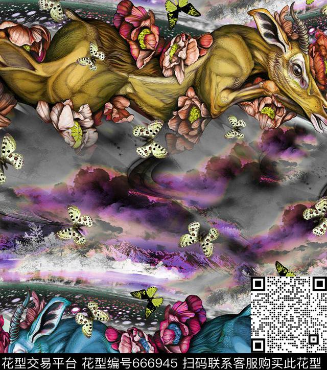 花卉动物昆虫数码印花华亿平台下载（图片编号: 666945） - 瓦栏（Walan）