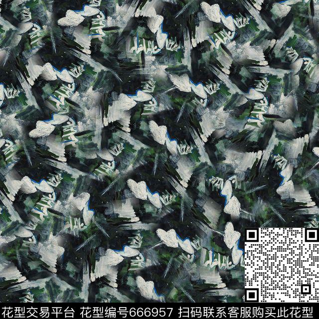 抽象油漆笔触数码印花华亿平台下载（图片编号: 666957） - 瓦栏（Walan）