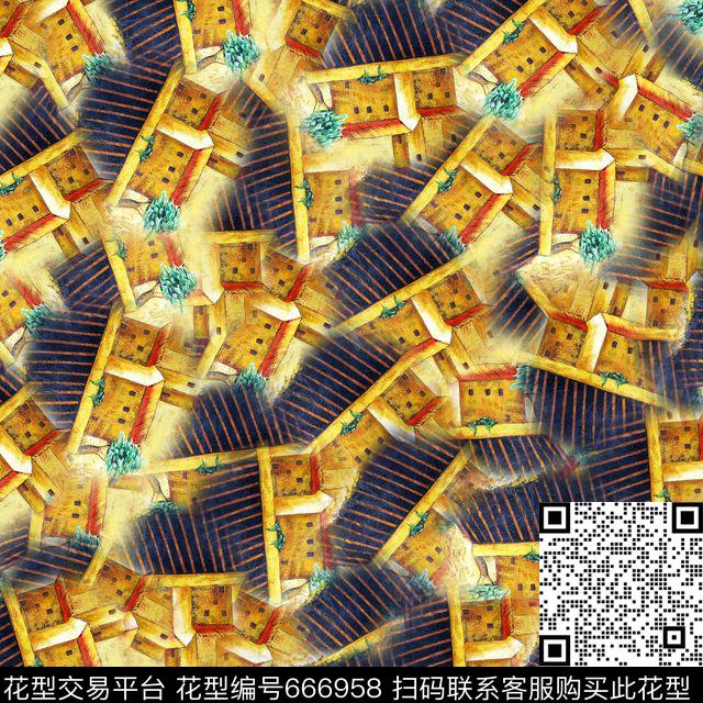 条纹金色建筑数码印花华亿平台下载（图片编号: 666958） - 瓦栏（Walan）