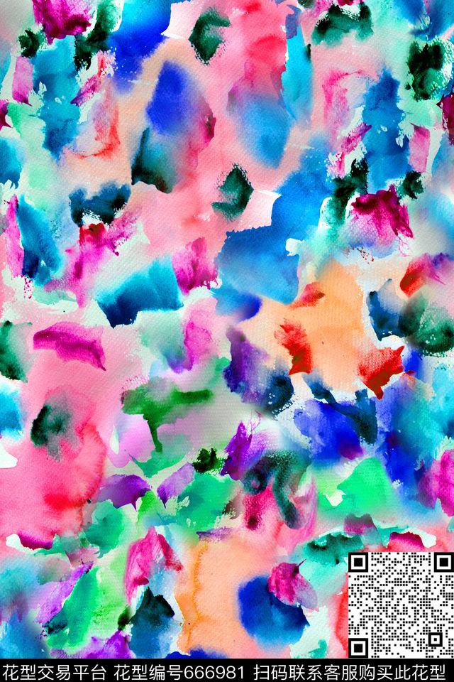 炫彩手绘泳装数码印花华亿平台下载（图片编号: 666981） - 瓦栏（Walan）