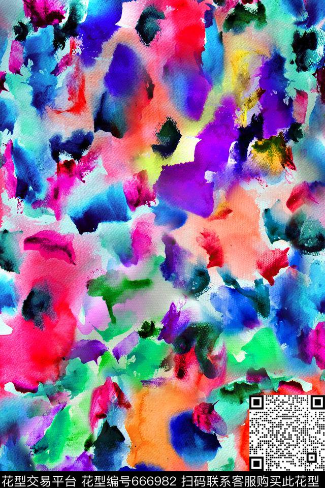 炫彩手绘泳装数码印花华亿平台下载（图片编号: 666982） - 瓦栏（Walan）