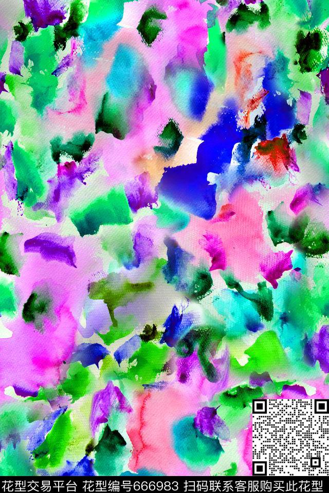 炫彩手绘泳装数码印花华亿平台下载（图片编号: 666983） - 瓦栏（Walan）