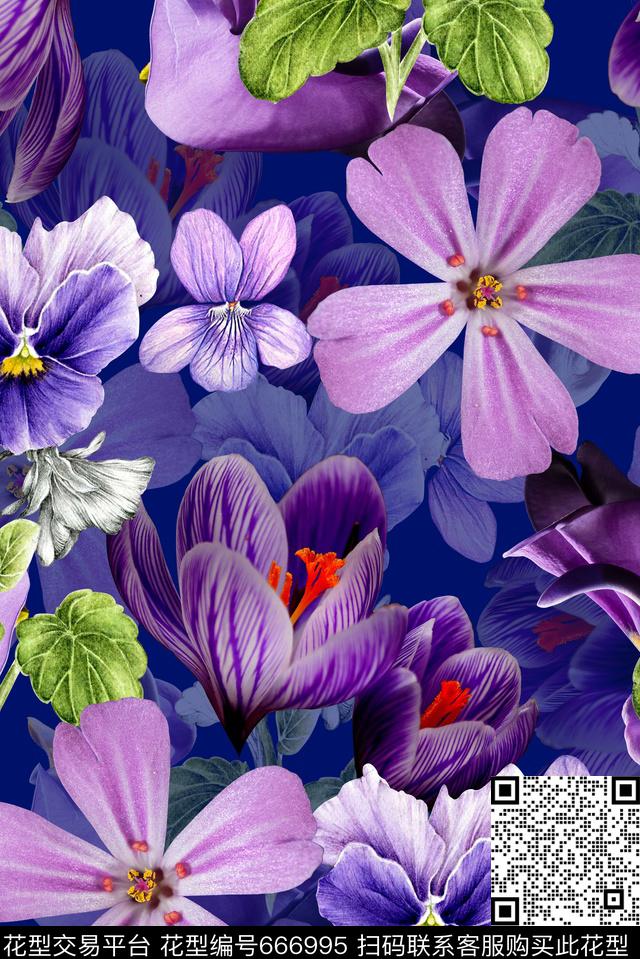 时尚潮流女装裙子雪纺真丝棉布料花卉印花时尚国际大牌女装外套高档花朵植物满版印花渐变纹理家纺窗帘花卉印花数码印花华亿平台下载（图片编号: 666995） - 瓦栏（Walan）