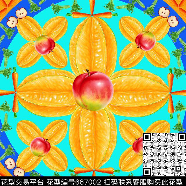 果蔬写实趣味图案桃子数码印花华亿平台下载（图片编号: 667002） - 瓦栏（Walan）