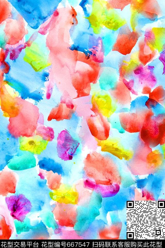 炫彩手绘泳装数码印花华亿平台下载（图片编号: 667547） - 瓦栏（Walan）