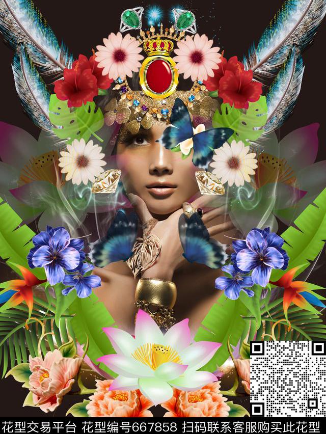 淑女大牌风莫妮卡-定位华亿平台传统印花华亿平台下载（图片编号: 667858） - 瓦栏（Walan）