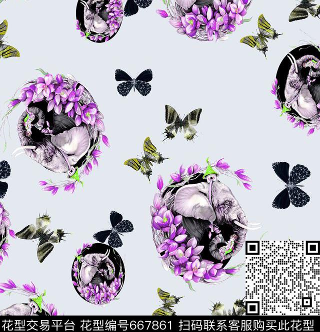 。蝴蝶数码印花华亿平台下载（图片编号: 667861） - 瓦栏（Walan）