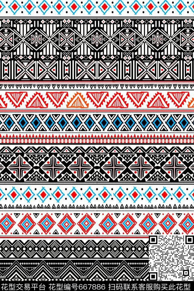 几何波普波西米亚欧美传统印花华亿平台下载（图片编号: 667886） - 瓦栏（Walan）
