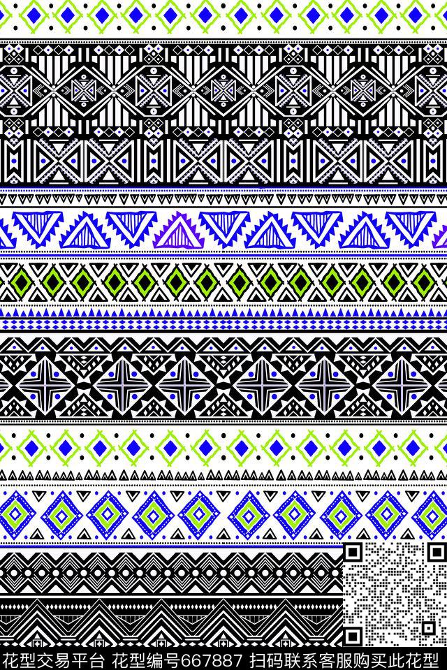 几何波普波西米亚欧美传统印花华亿平台下载（图片编号: 667887） - 瓦栏（Walan）