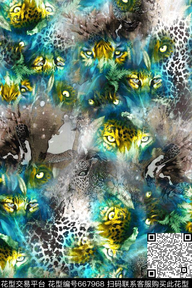 野兽豹子豹纹数码印花华亿平台下载（图片编号: 667968） - 瓦栏（Walan）