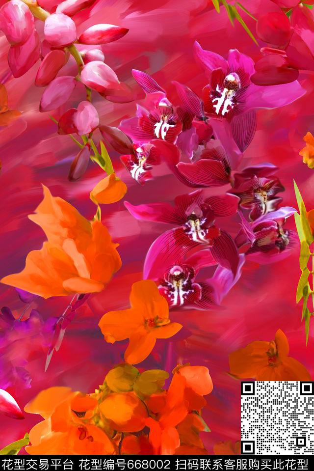 花瓣小碎花大花数码印花华亿平台下载（图片编号: 668002） - 瓦栏（Walan）