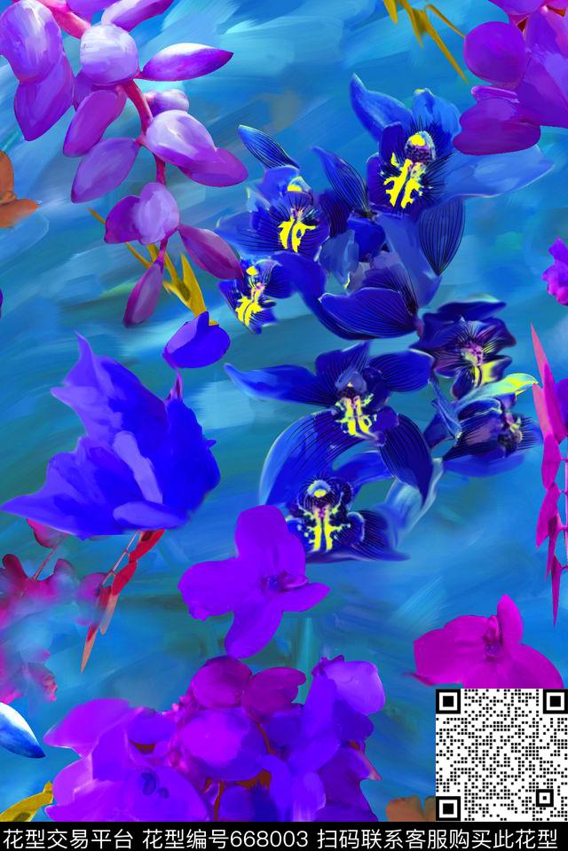 花瓣小碎花大花数码印花华亿平台下载（图片编号: 668003） - 瓦栏（Walan）