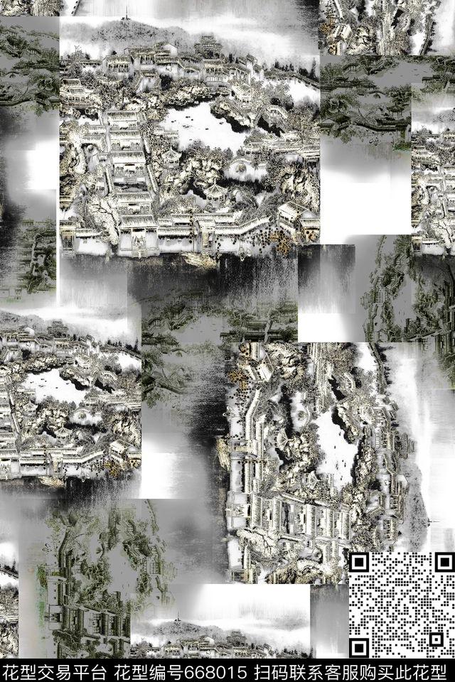 几何数码印花华亿平台下载（图片编号: 668015） - 瓦栏（Walan）