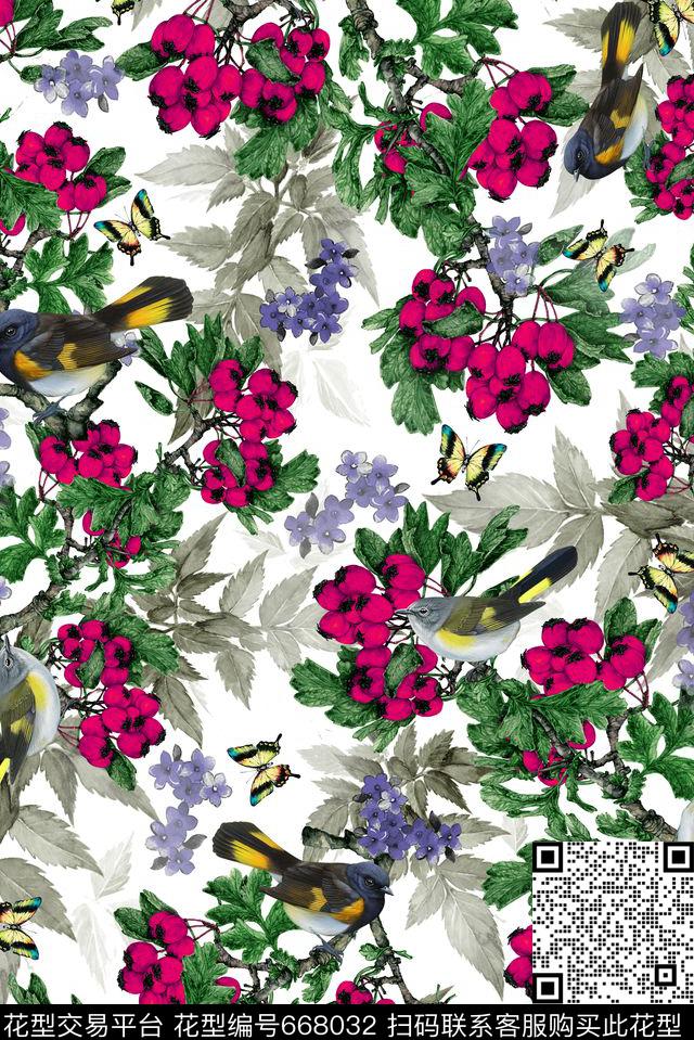 花朵天堂鸟花热带数码印花华亿平台下载（图片编号: 668032） - 瓦栏（Walan）