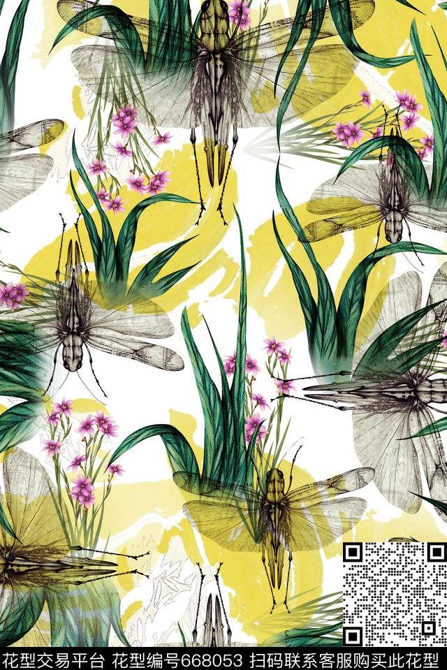 花卉抽象人物昆虫数码印花华亿平台下载（图片编号: 668053） - 瓦栏（Walan）