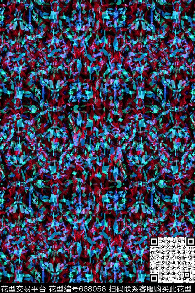 不规则几何小方块三角形传统印花华亿平台下载（图片编号: 668056） - 瓦栏（Walan）