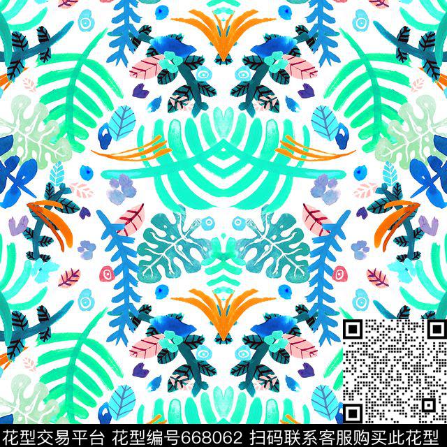 花卉绿植树叶泳装数码印花华亿平台下载（图片编号: 668062） - 瓦栏（Walan）