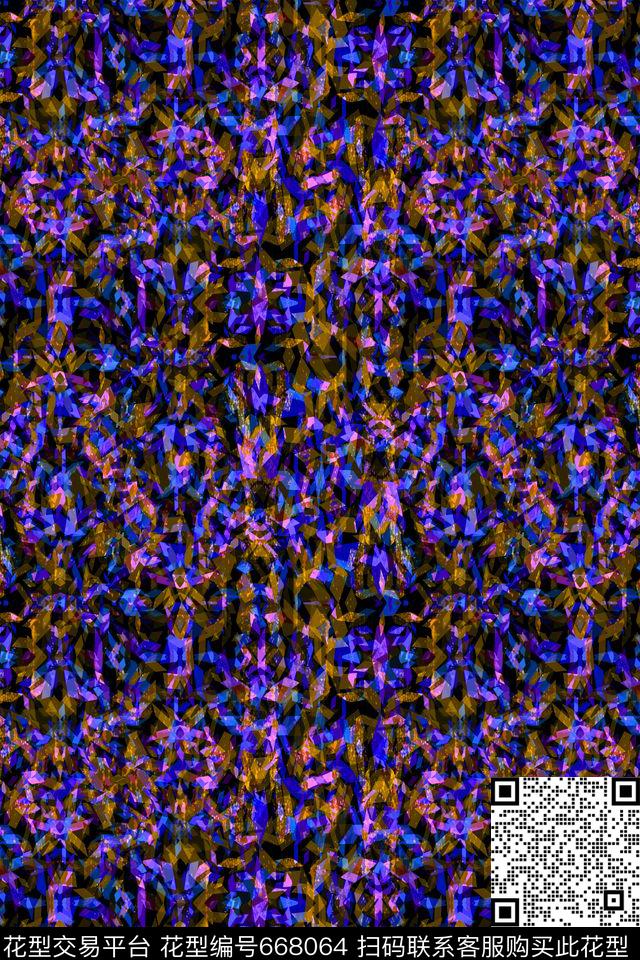 不规则几何小方块三角形传统印花华亿平台下载（图片编号: 668064） - 瓦栏（Walan）