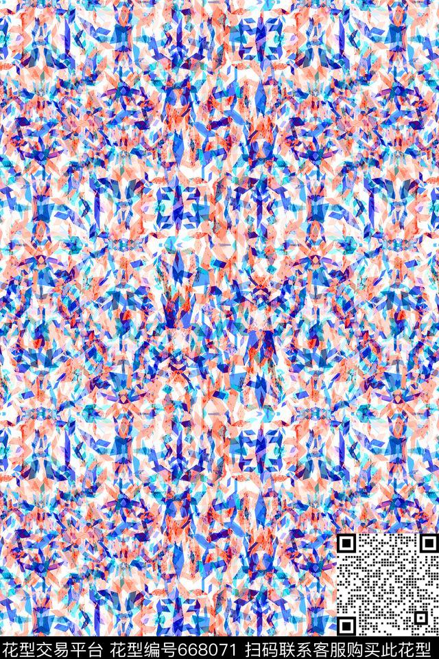 不规则几何小方块三角形传统印花华亿平台下载（图片编号: 668071） - 瓦栏（Walan）