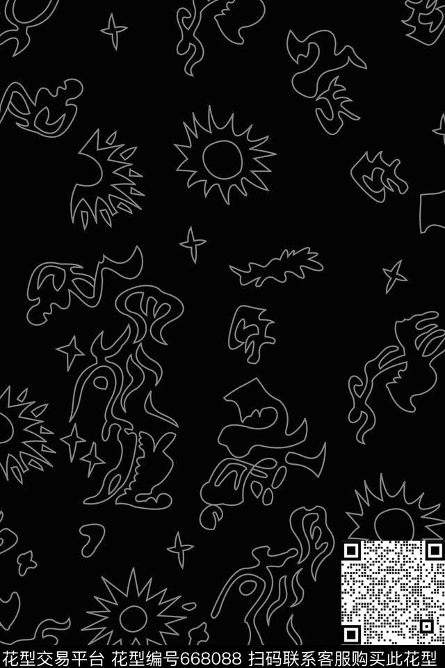 不规则几何几何线条线条传统印花华亿平台下载（图片编号: 668088） - 瓦栏（Walan）