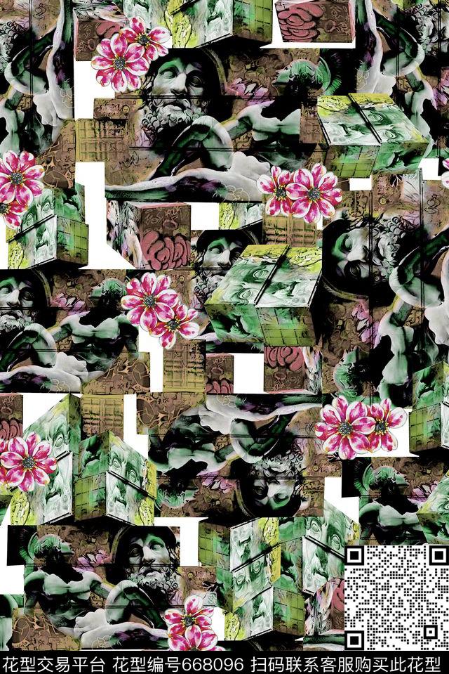 印花欧美石膏人物数码印花华亿平台下载（图片编号: 668096） - 瓦栏（Walan）