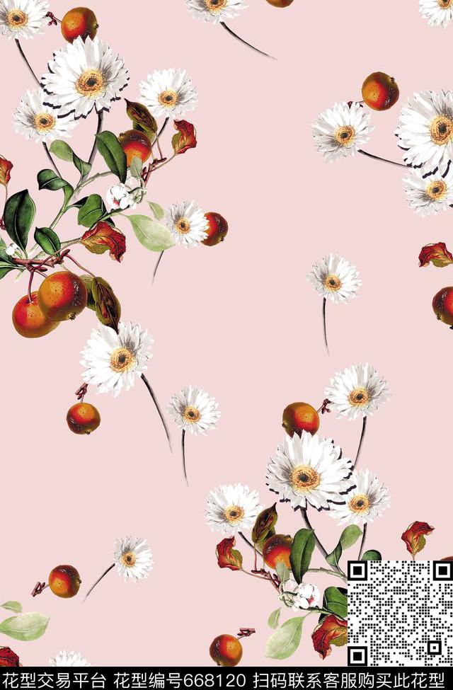 玫瑰牡丹大花数码印花华亿平台下载（图片编号: 668120） - 瓦栏（Walan）